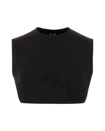 Gemsli SH368 Black Modal Sleeveless Crop Shell Adjustable Neck Myselflingerie.com